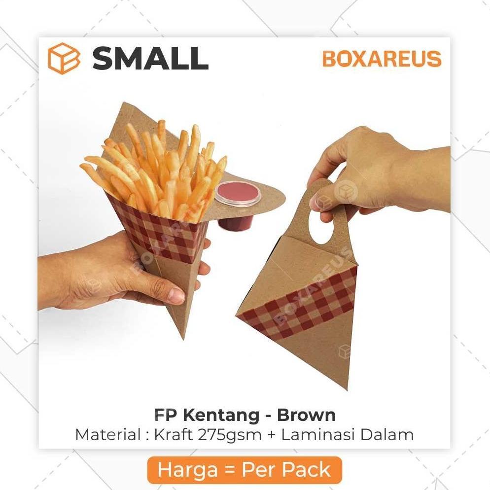 Snack Box Kentang Goreng Kemasan French Fries Dus Kraft | Fp Kentang Small Brown