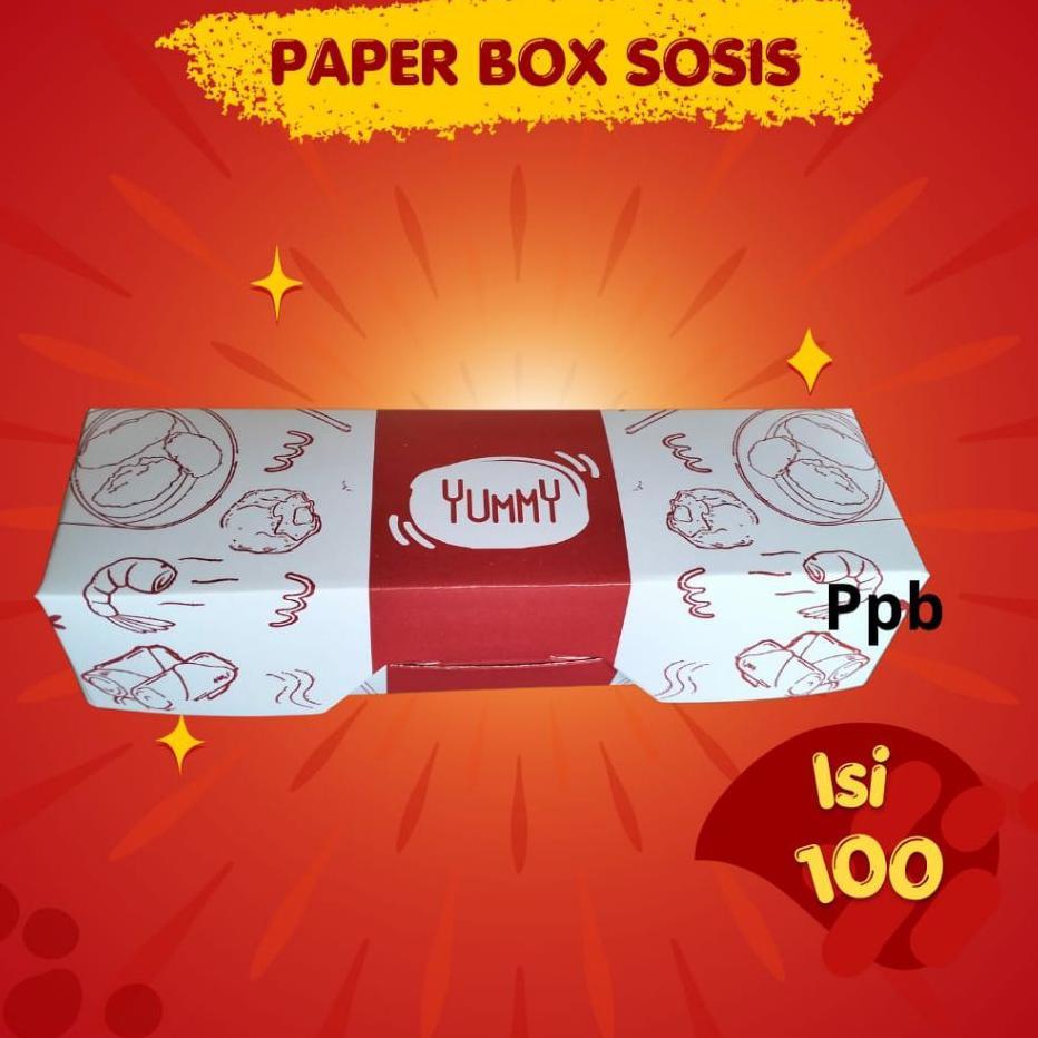 Paper Box-Box-Sosis-Box Makanan-Motif Merah