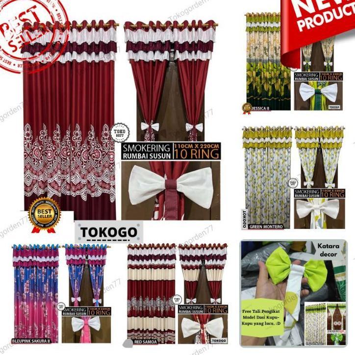 Gorden Susun Pita /Gorden Smokering Poni Rumbai Murah
