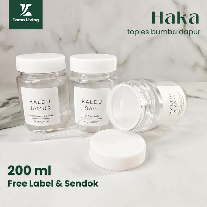 Toples Bumbu Dapur 200 ML Free Label dan Sendok - Jar Bumbu Dapur