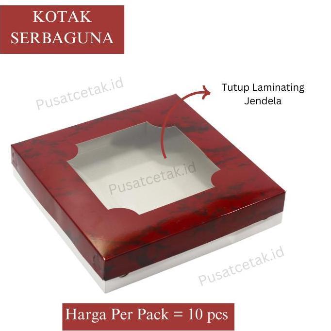 Kotak Serbaguna / Box / Dus Kue, Donut, Bolu Marmer Merah 25 x 25 cm