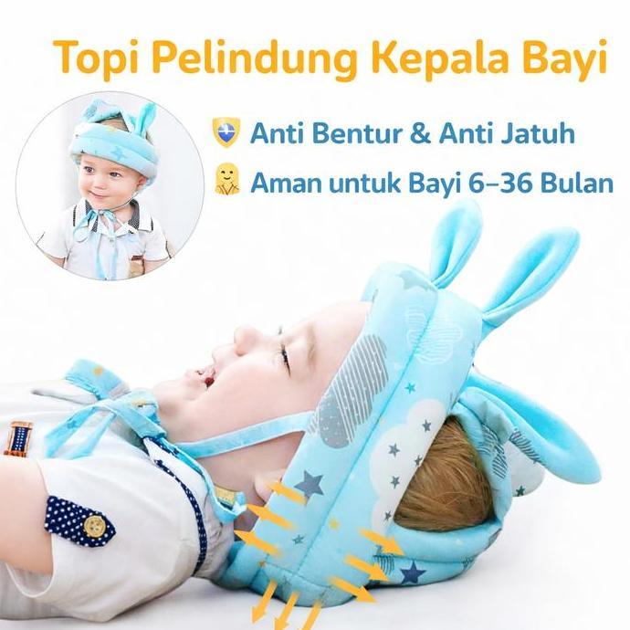 Topi Pelindung Kepala Bayi Anti Bentur Helm Bayi Anti Jatuh Aman untuk Belajar Jalan & Merangkak pel