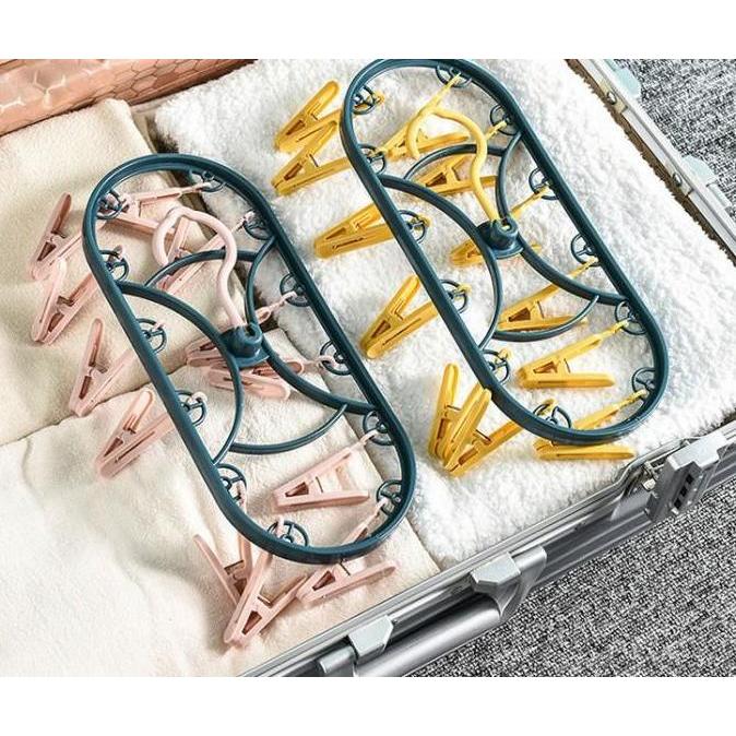 Hai_Hai- Jemuran Gantungan Baju Kaos Kaki 360 Derajat Dengan 12 Jepitan Baju Bahan Plastik Hanger