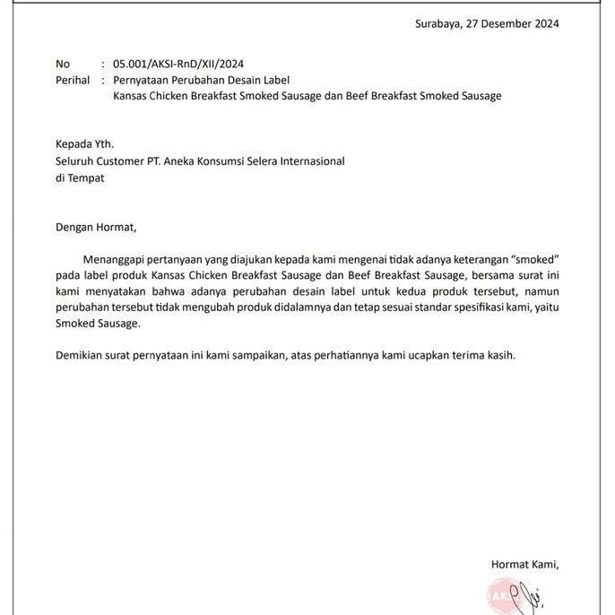 Beff- Kansas Smoked Beef Breakfast Sausage Sosis Sapi Asap 1Kg