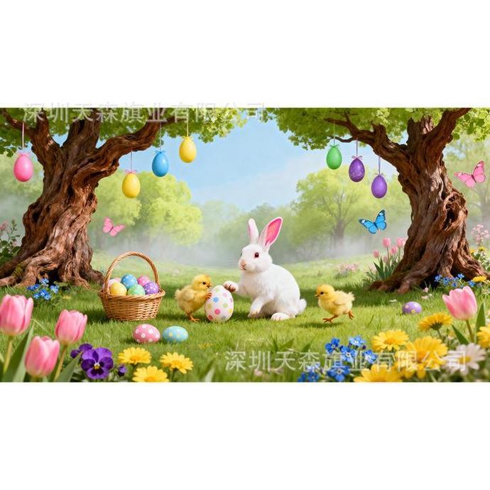Spanduk Latar Belakang Paskah Terbaru Dengan Kelinci Lucu Dan Telur Warna-warni Untuk Dekorasi Pesta