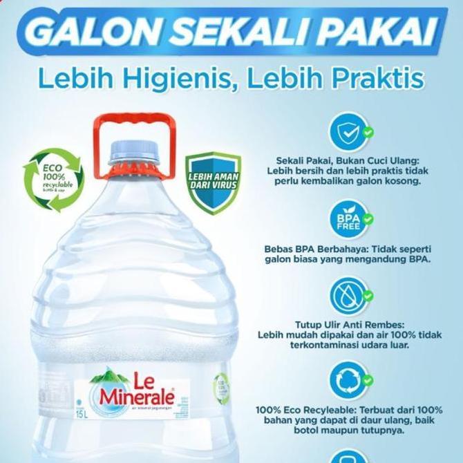 Trinken- Leminerale Galon 15 L (Isi + Galon) Lemineral Aqua Ron 88 Amidis