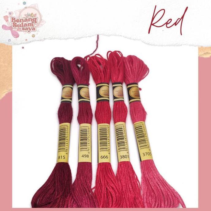 Benang Sulam / Kristik CXC Import (kode DMC) | Seri Warna RED