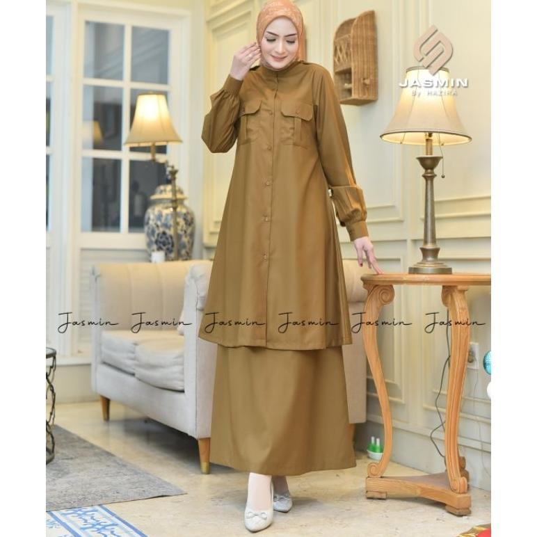Murah Jasminbyhazira R.022. Stelan Rok Kheky, Pns, Pemda.Baju Kerja Wanita. Stelan Rok Wanita Kerja.
