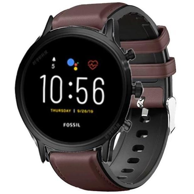 STRAP TALI JAM LEATHER KULIT RUBBER FOR FOSSIL SMARTWATCH GEN 4 5 22MM