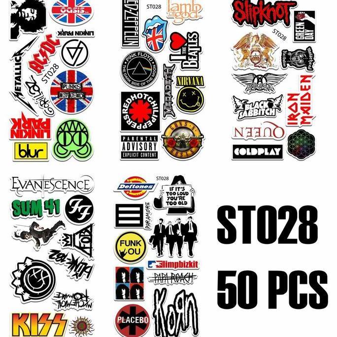 STICKER BAND 50 PCS STIKER TUMBLR STICKER GITAR KOPER HELM LAPTOP HP