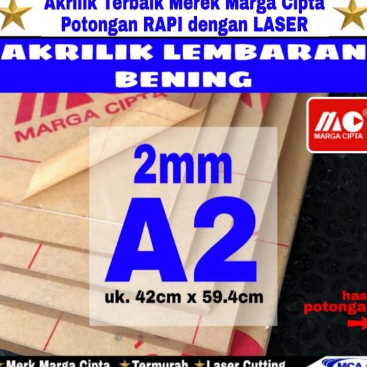 Akrilik Lembaran 2Mm A2 / Akrilik Bening / Marga Cipta / Acrylic