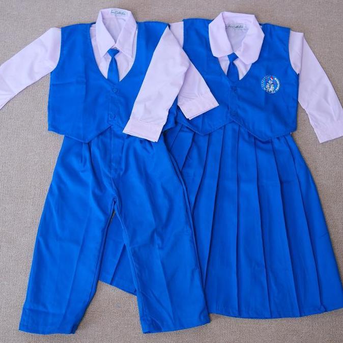 TGS - Seragam Sekolah Anak TK Rompi Biru Putih MUSLIM