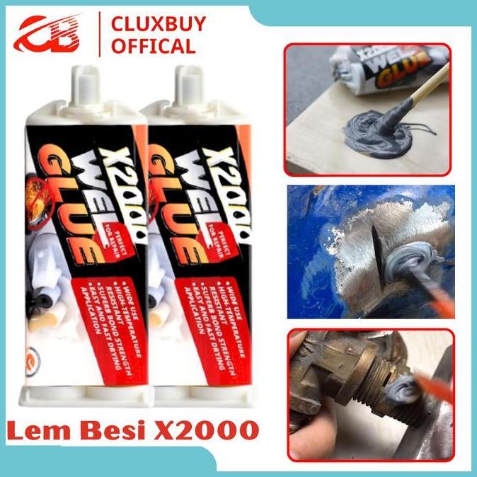 Lem X2000 dua komponen Lem las besi serbaguna menahan dampak yang kuat