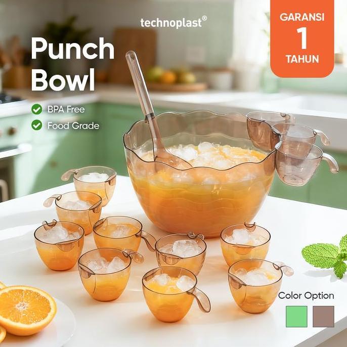 Technoplast Mangkok Es Buah / Punch Bowl Es Buah Prasmanan Pesta - Technoplast Lovelo Brown Puch Bow