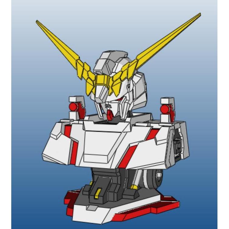 (Kertas Lipat) DIY Papercraft Kertas Pola Gundam Head Unicorn Destroyed Color 25cm