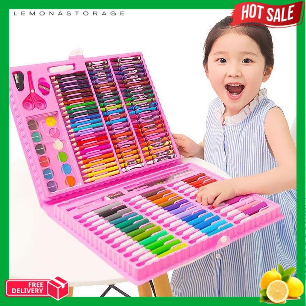 Bisa Cod Crayon Set Peralatan Gambar & Lukis Pensil Warna/ Art Set Isi 150 Pcs Kualitas Premium