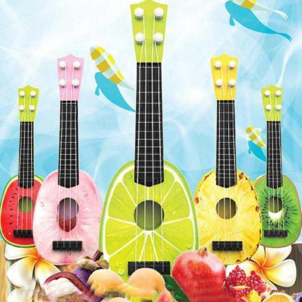 IND Ukulele Gitar Mainan Gambar Buah-Buahan,