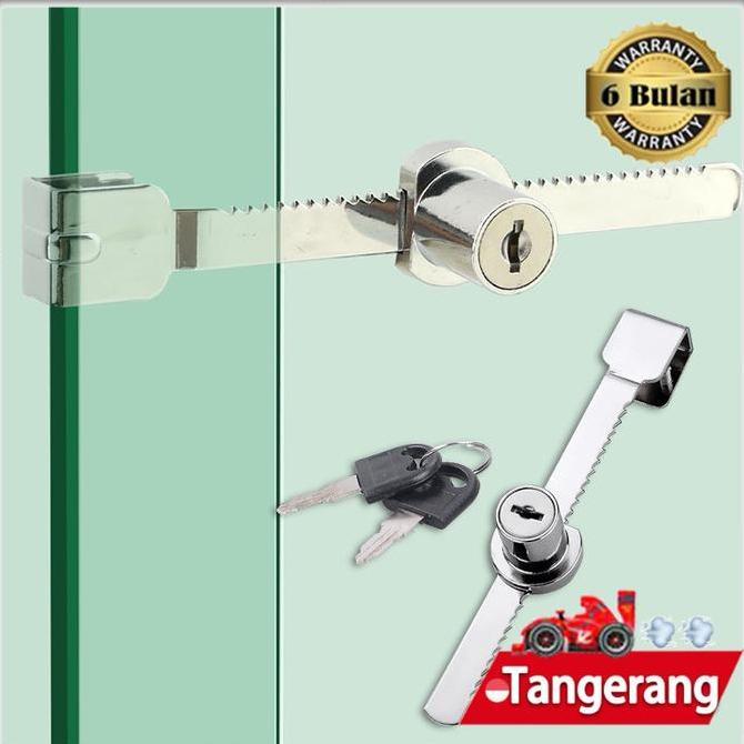 MENDA Kunci Etalase Kaca Paduan Seng / Kunci Sliding Geser / Kunci Sliding / Kunci Etalase Kaca Gese