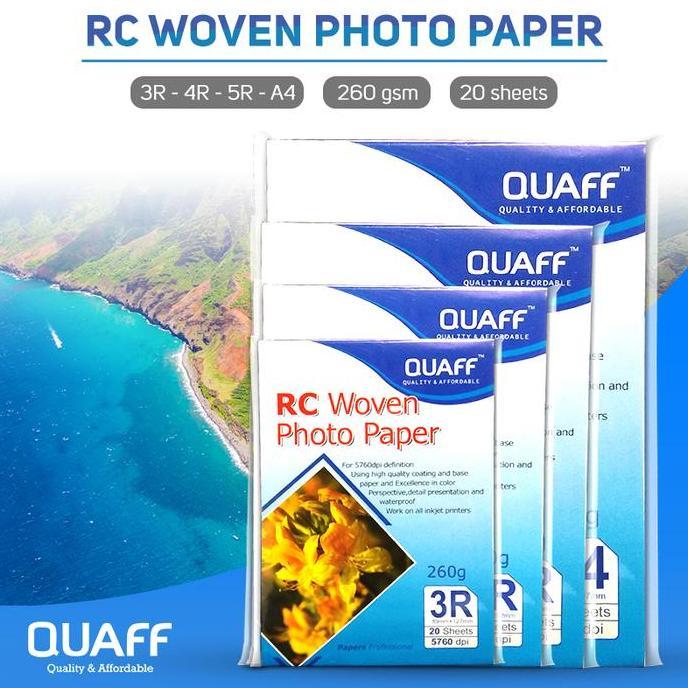 Licht- Quaff Rc Woven Photo Paper 260Gsm 20 Lembar [A4/5R/4R/3R] - Kertas Foto Resin Tahan Air & Uv,