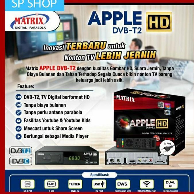 IND Set Top box tv digital dvb T2 Matrix Apple Merah - youtube stb matrix