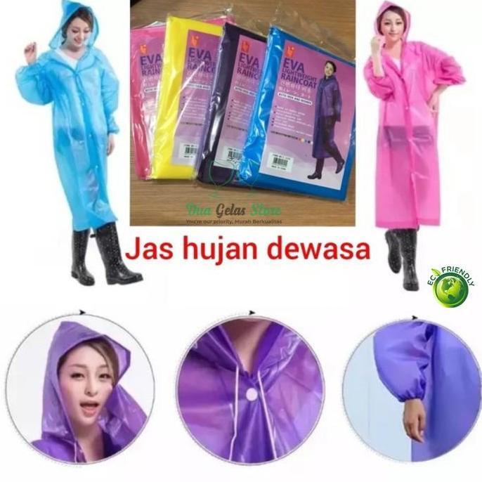 Kinder- Jas Hujan Eva Transparan Korea Pria Wanita Dewasa Terusan Ponco Lipat  Raincoat Waterproof P