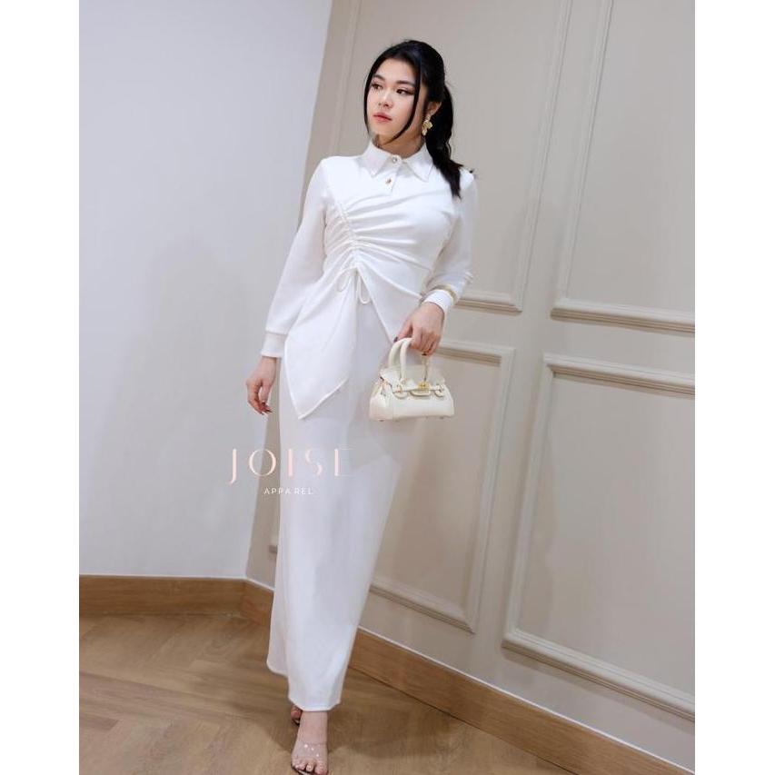 Kleid- Joise - Lara Asymmetric Long Dress / Dress Tali Serut Panjang Kancing Maxi Casual Polos Stret