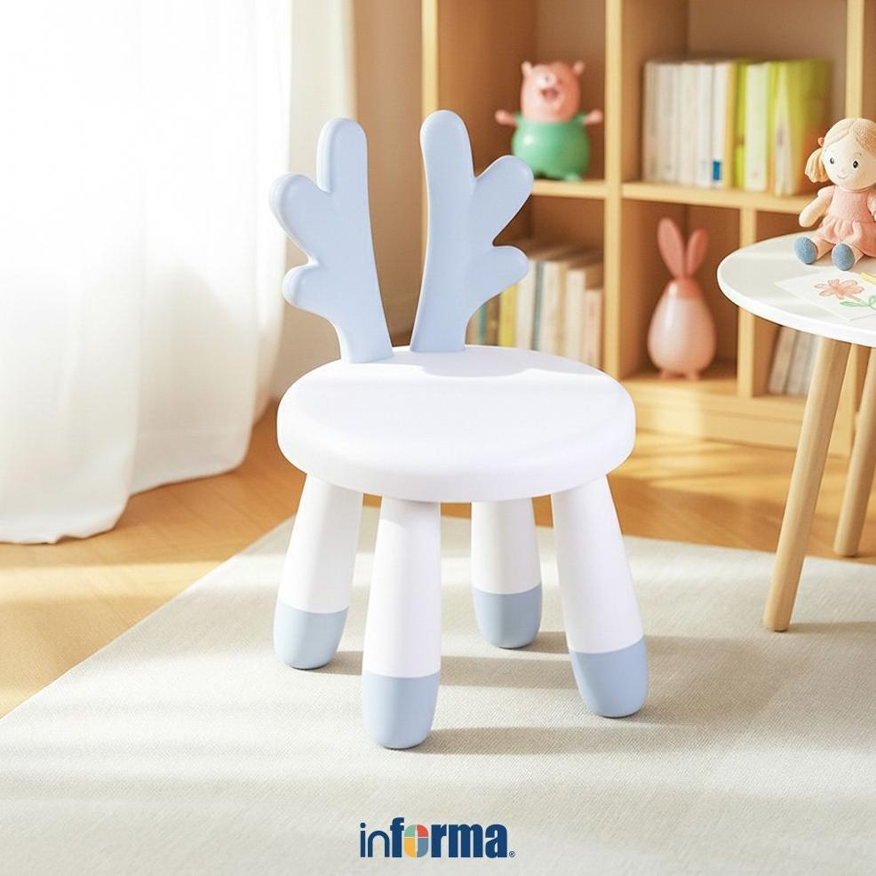 Bergaransi Informa Kira Kursi Anak Deer - Biru Pearl Tempat Duduk Anak Kids Chair Bangku Sandaran Ba