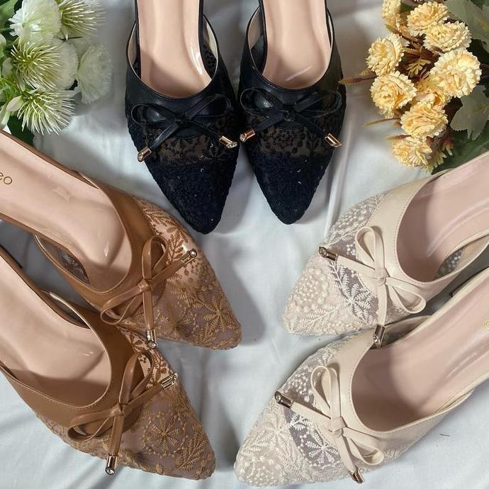 Fladeo Bustong Brukat 3 cm sendal pesta Wanita LJ