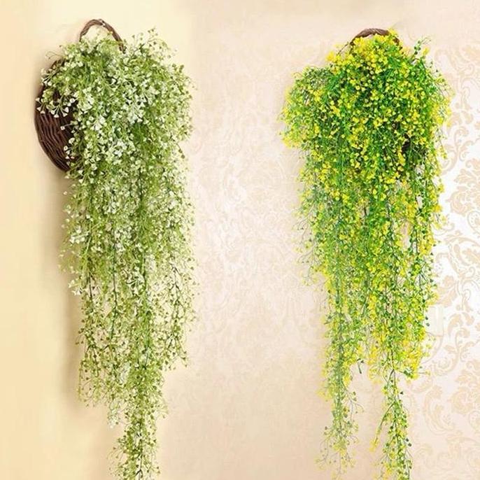 Daun Anggrek Juntai Plastik / Daun Juntai Lonceng/ Daun Hias Dinding  Decorasi Artificial D80/kuntum
