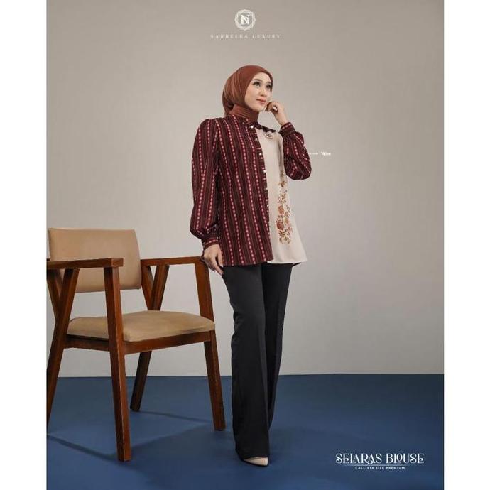 [BISA COD] SELARAS BLOUSE NADHEERA LUXURY RAYON PREMIUM BLUS ATASAN WANITA KEMEJA BATIK NADHERA SP N