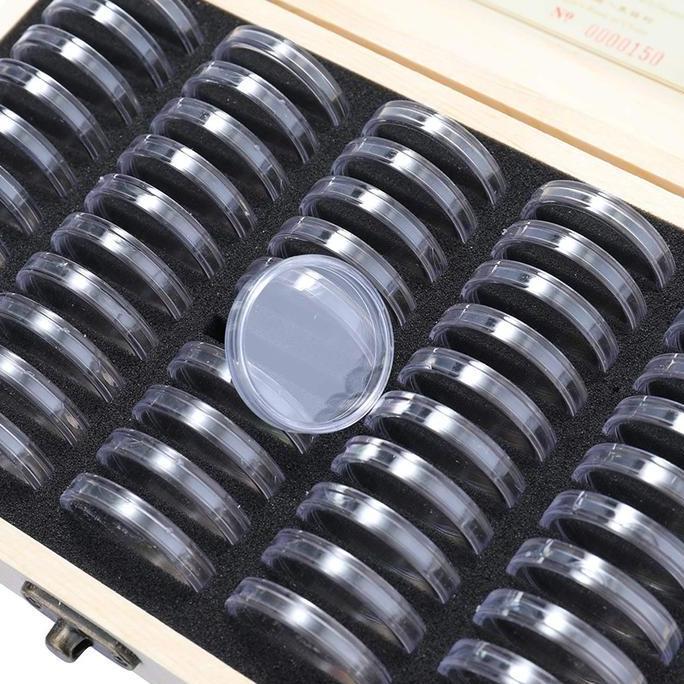 Speichern- Kotak Holder Koin Model Kapsul Dengan Busa Kotak Koleksi Koin Kayu