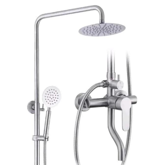 Shower Tiang Set Stainless Column Set Hitam Anti Karat Panas Dingin Air Kran Cabang Mixer Shower tia
