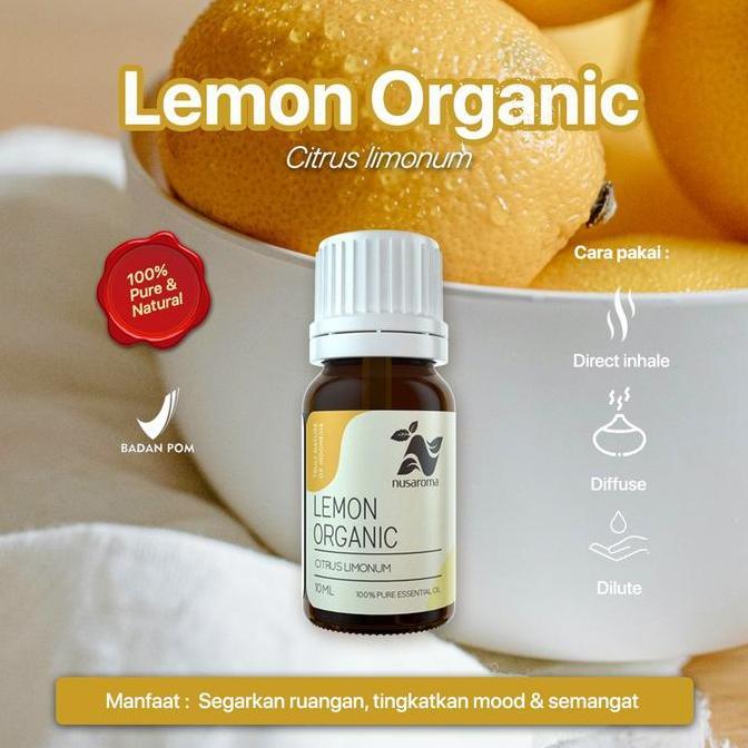 Knochen- Nusaroma Lemon Organic Essential Oil - Minyak Aromaterapi Untuk Energi Dan Mood Booster