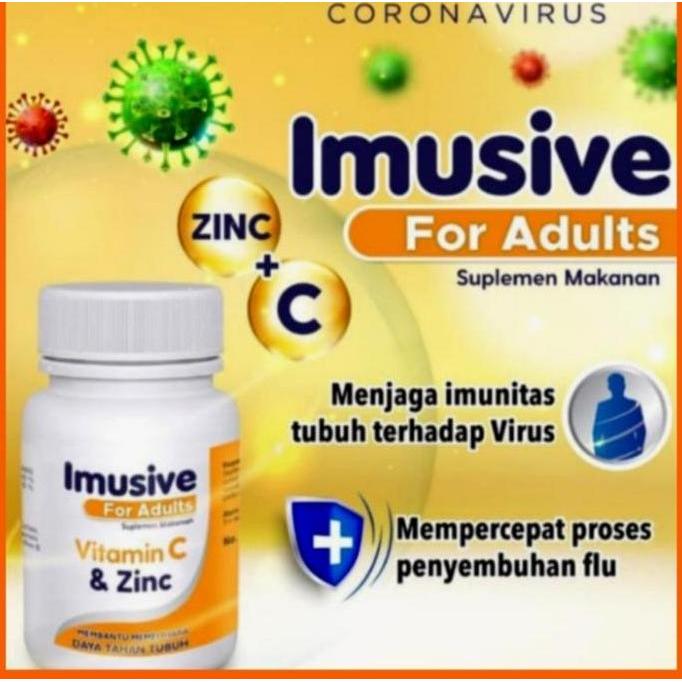 Haarvitamine- Vitamin C + Zinc Imusive C & Zinc 1 Botol Isi 60 Tablet Ori Bpom