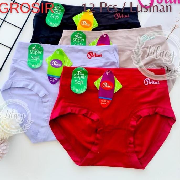 12 PCS Celana Dalam Brieft Wanita MID Waist POLINI 1232/2832