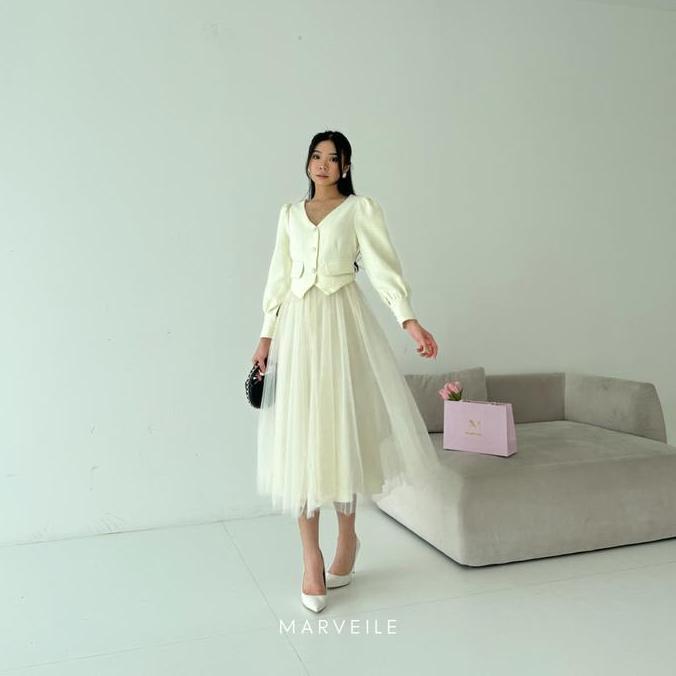 [ Marveile ] Jihye Tweed Dress / Dress Wanita