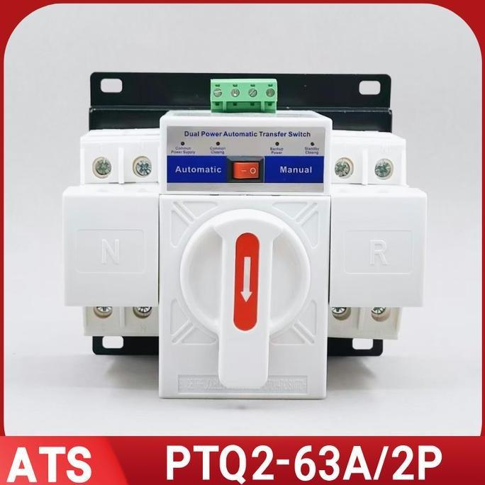 ATS 63A 2P Automatic Transfer Switch 63A 2P Otomatis untuk PLN dan Genset Inverter 2P 63A