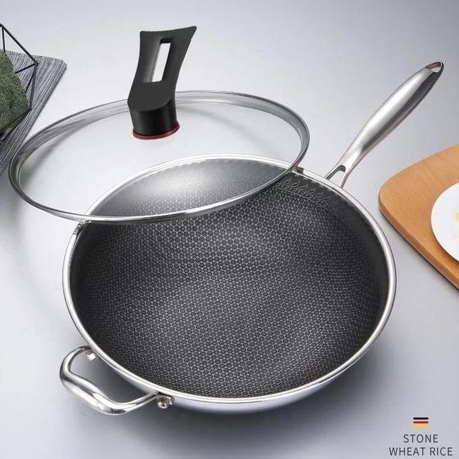 Ms Wajan Honeycomb Wokpan Kuali Stainless Steel 316 32Cm