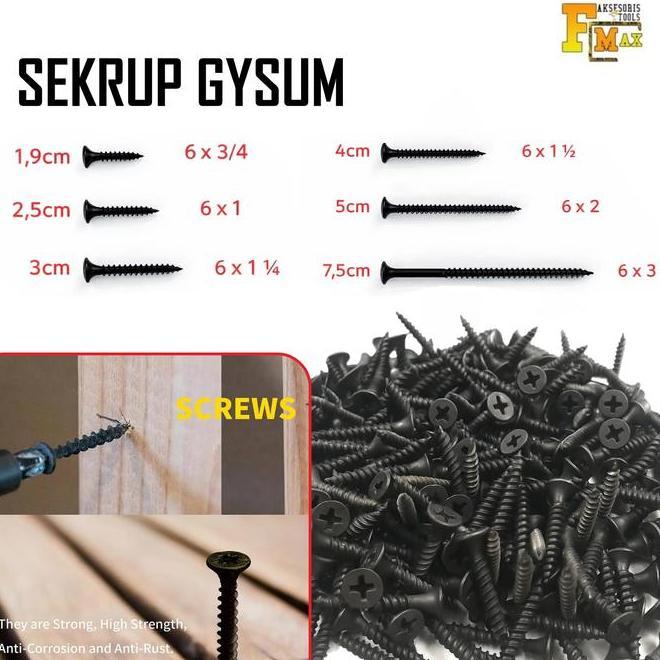1 Kotak 900Gr Sekrup Gypsum 2.5Cm 7.5Cm Baut Sekrup Kayu Drywall Screw
