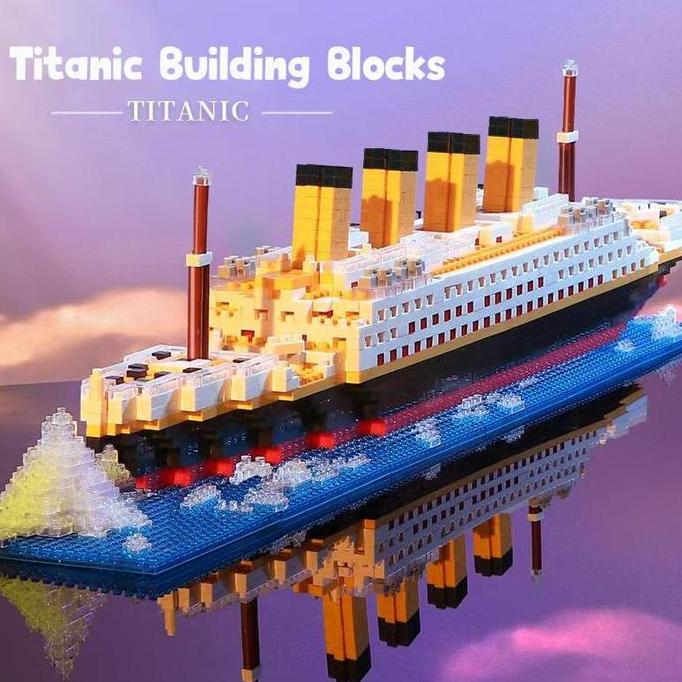 ZHBO Mainan Anak Laki-laki Lego Titanic 1878Pcs Susun Edukasi Mainan kapal induk Mainan Anak 8/10/12