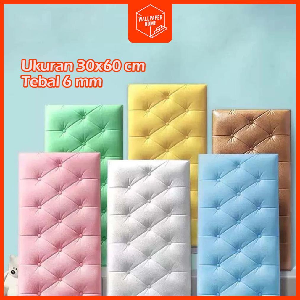 MURAH WALLPAPER HOME Foam 3D (30x60 cm Tebal 6 mm) Headboard Bed Wall Sticker