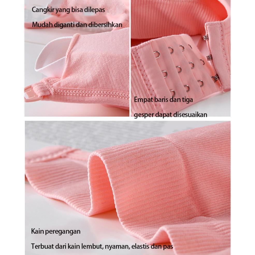 ORIGINAL 2/3PCS Bra Menyusui Jumbo Kancing Depan Tanpa Kawat Bh Menyusui Katun Seamless Nursing Bh M