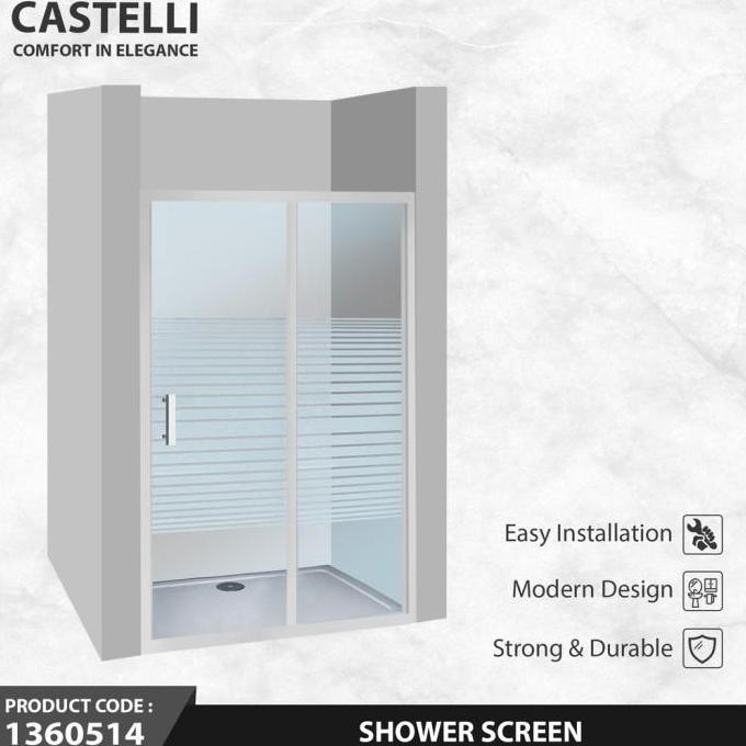 CASTELLI 1360514 Kaca Shower Box Kamar Mandi Sliding Shower Screen