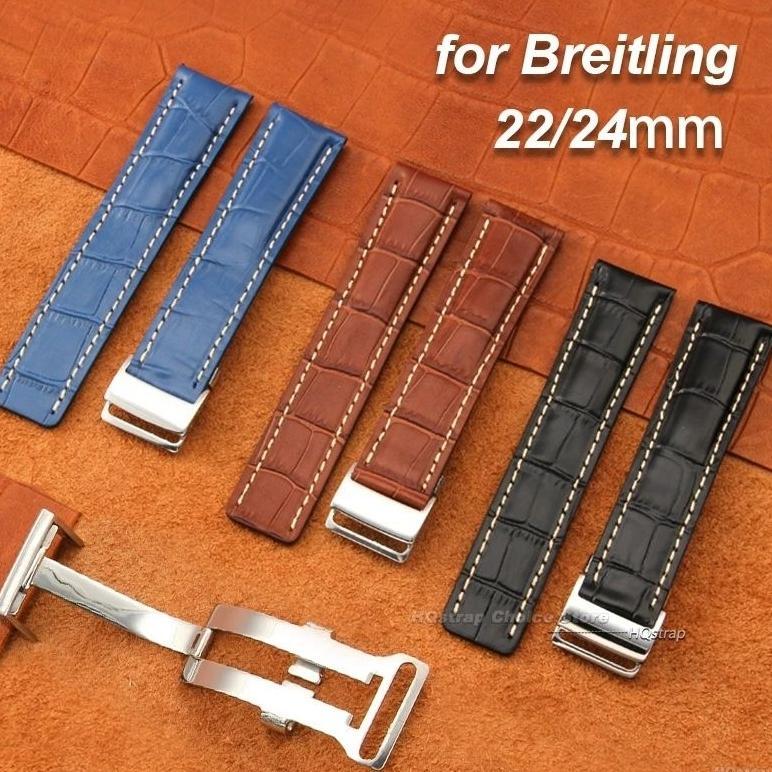 Strap Tali Jam Breitling Kulit Leather 22mm 24mm Strap Breitling Include Buckle Diskon