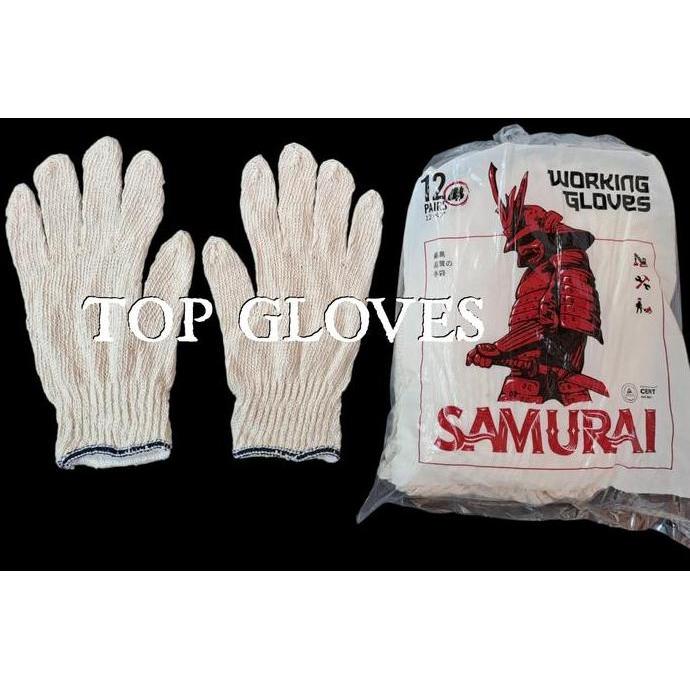 Yxyg- Sarung Tangan Benang 5 Putih Samurai - Sarung Tangan Cotton List Navy