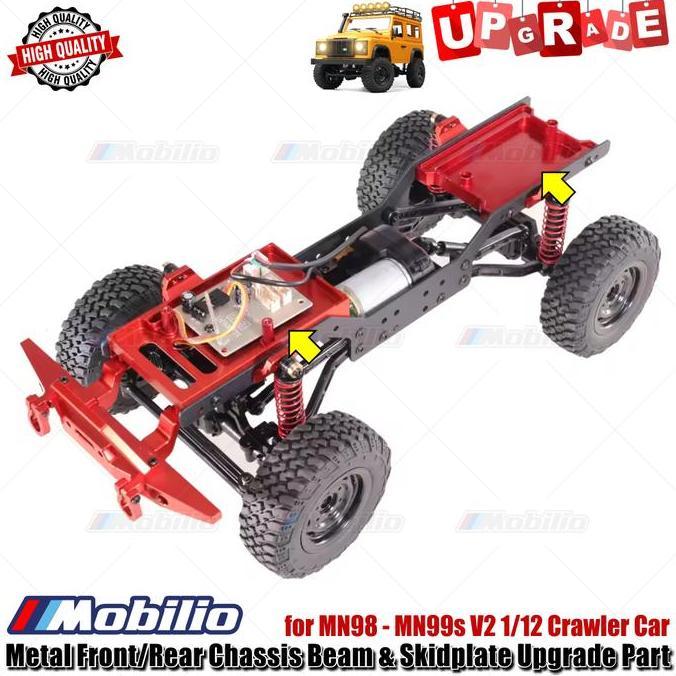 Upgrade Part Metal Front/Rear Chassis Beam & Skidplate for MN98 - MN99s V2 1/12 Scale RC Crawler Car