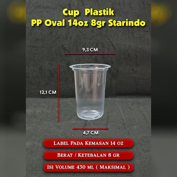 Taberu- Sablon Cup Plastik Pp Oval 14 Oz 8 Gram Starindo | Sablon 1 Warna