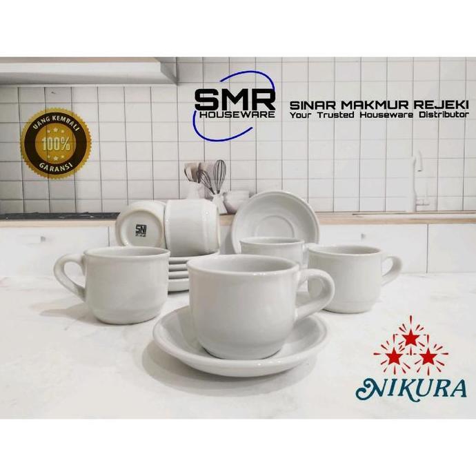 Taberu- Cangkir Keramik Set Putih Polos Nikura