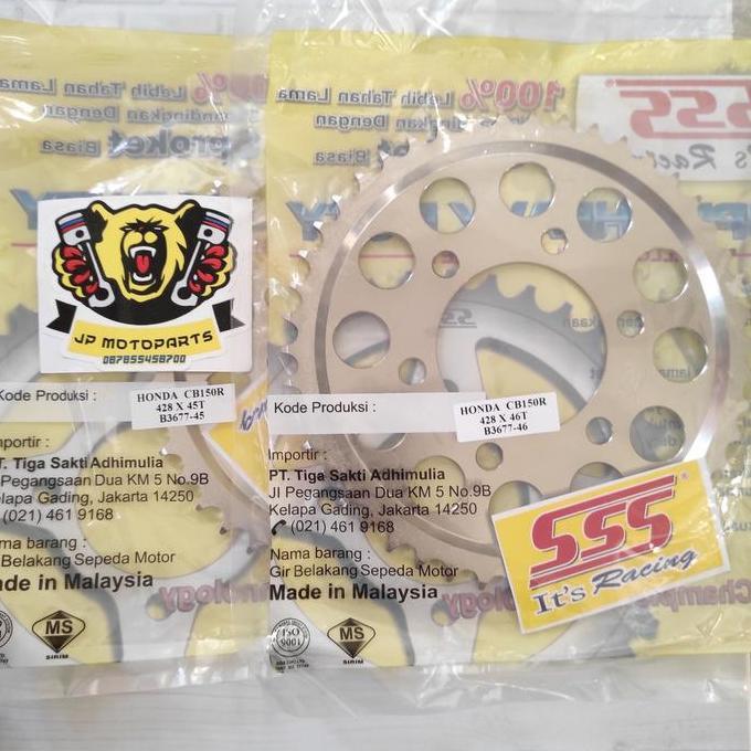 Promo Gear Belakang SSS 428 CB150R CBR150R Facelift (lubang baut 6) 43 44 45 46 47 Diskon