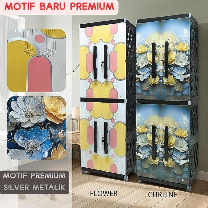 CHIKARA Lemari Pakaian Plastik KINARA Lemari Kunci Lemari Susun Lemari Stiker Karakter Rak Baju Furn